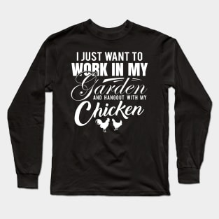 'Hangout With My Chickens' Clever Chicken Garden Gift Long Sleeve T-Shirt